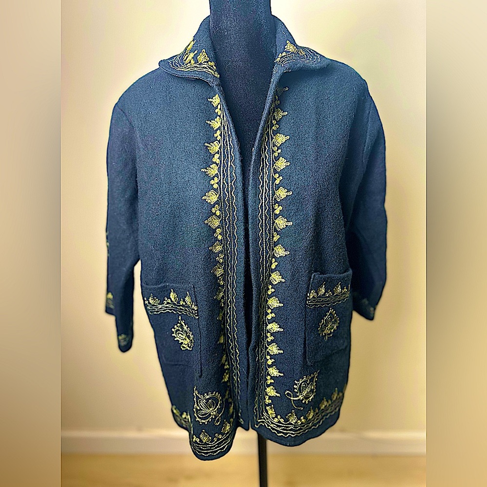 Boho Luxe Vibes | RAMBHA Embroidered Wool Jacket Vintage India-Inspired Beauty